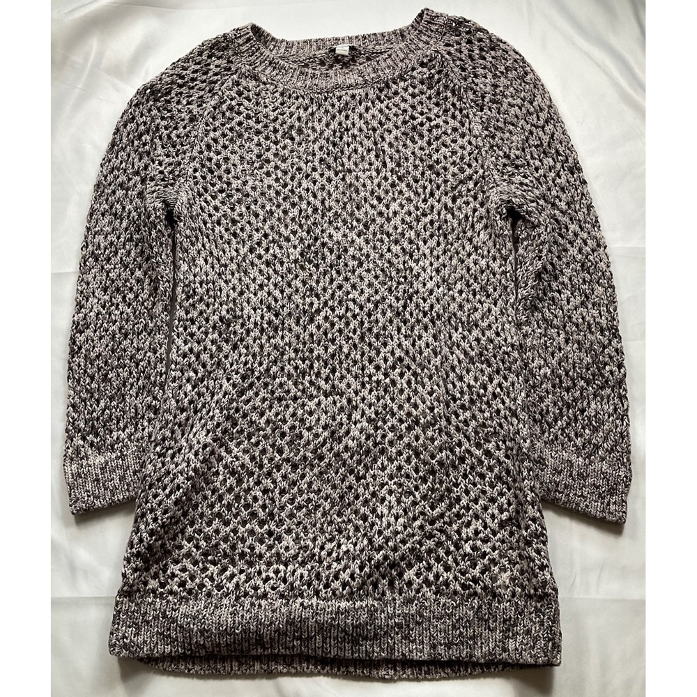 Gap Size L Tall  Womens Open Knit 3/4 Sleeve Sweater Cotton Blend Beige 63